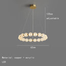 Modern brass round led pendant lights dining room frosted glass chandelier