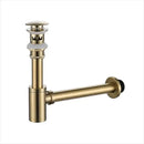 Modern brass round siphon p-trap set gun grey bathroom drainer