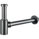 Modern brass round siphon p-trap set gun grey bathroom drainer