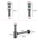 Modern brass round siphon p-trap set gun grey bathroom drainer