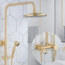 DecorBites™ Brass Shower Set with 8" Rainfall Head, Wall Mounted Bathtub Faucet
