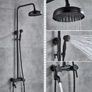 DecorBites™ Brass Shower Set with 8" Rainfall Head, Wall Mounted Bathtub Faucet