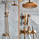 DecorBites™ Brass Shower Set with 8" Rainfall Head, Wall Mounted Bathtub Faucet