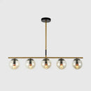 DecorBites™ Minimalist Glass Globe Island Chandelier with Brass Pendant - 4/5 Lights in White, Smoke Grey, or Clear