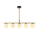 DecorBites™ Minimalist Glass Globe Island Chandelier with Brass Pendant - 4/5 Lights in White, Smoke Grey, or Clear
