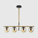 DecorBites™ Minimalist Glass Globe Island Chandelier with Brass Pendant - 4/5 Lights in White, Smoke Grey, or Clear
