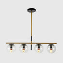 DecorBites™ Minimalist Glass Globe Island Chandelier with Brass Pendant - 4/5 Lights in White, Smoke Grey, or Clear
