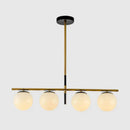 DecorBites™ Minimalist Glass Globe Island Chandelier with Brass Pendant - 4/5 Lights in White, Smoke Grey, or Clear