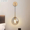 Modern brass smoked glass ball wall hanging lamp bedroom lighting