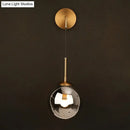 Modern brass smoked glass ball wall hanging lamp bedroom lighting
