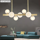 Modern brass spherical glass island ceiling light for kitchen dining