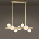 Modern brass spherical glass island ceiling light for kitchen dining