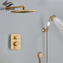 Modern brass square rainfall shower faucet set bathroom mixer system