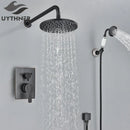 Modern brass square rainfall shower faucet set bathroom mixer system
