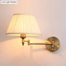 Modern brass swing arm paper wall mount lamp living room sconce