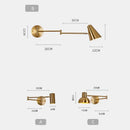 Modern brass swing arm wall lamp bedroom adjustable light