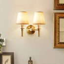 DecorBites™ Modern Brass Taper Wall Lamp: Stylish Single-Bulb Fabric Wall Sconce for Corridor