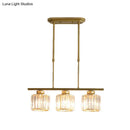 Modern brass triple crystal ceiling pendant light for dining room