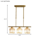 Modern brass triple crystal ceiling pendant light for dining room