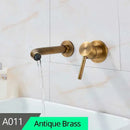 Modern brass wall mount basin faucet bathroom curved spout mixer tap