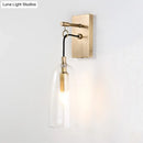 Modern brass wall mount lamp bedroom glass sconce light