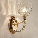 Modern brass wall sconce bedroom light with faceted clear glass shade