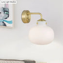 Brass Milk Glass Balcony Sconce