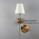 Modern brass wall sconce with white shade – dining room gold touch led