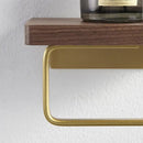 Modern brass & wood toilet paper holder with shelf – bathroom rack