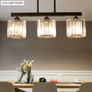 Modern bronze 3-light crystal island pendant dining room light