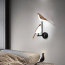 Modern bronze bird wall light pair – living room warm glass sconces