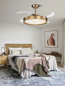 Modern bronze circular ceiling fan light living room reversible blades
