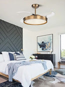 Modern bronze circular ceiling fan light living room reversible blades