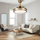 Modern bronze circular ceiling fan light living room reversible blades