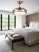 Modern bronze circular ceiling fan light living room reversible blades