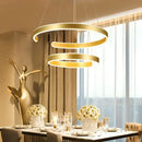 Modern bronze geometry circle rings led pendant light for living room