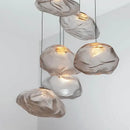 Modern bronze glass cloud chandelier staircase pendant lamp