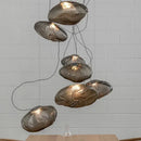 Modern bronze glass cloud chandelier staircase pendant lamp