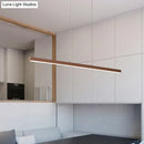Modern bronze metal linear island pendant – kitchen warm white light