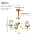 Modern bronze villa copper chandelier living room ribbed glass light