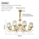 Modern bronze villa copper chandelier living room ribbed glass light
