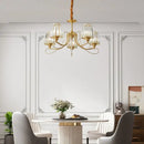 Modern bronze villa copper chandelier living room ribbed glass light