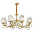 Modern bronze villa copper chandelier living room ribbed glass light