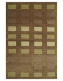 Modern Brown, Beige and Olive Geometrical Pattern Handloom 4x5.6 woo Area Rug