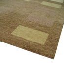 Modern Brown, Beige and Olive Geometrical Pattern Handloom 4x5.6 woo Area Rug