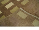 Modern Brown, Beige and Olive Geometrical Pattern Handloom 4x5.6 woo Area Rug