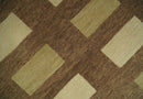Modern Brown, Beige and Olive Geometrical Pattern Handloom 4x5.6 woo Area Rug
