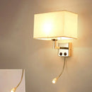 Modern brown & chrome bedroom spotlight wall lamp with reading light