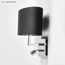 Modern brown fabric and chrome wall light bedroom sconce