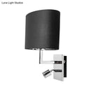 Modern brown fabric and chrome wall light bedroom sconce